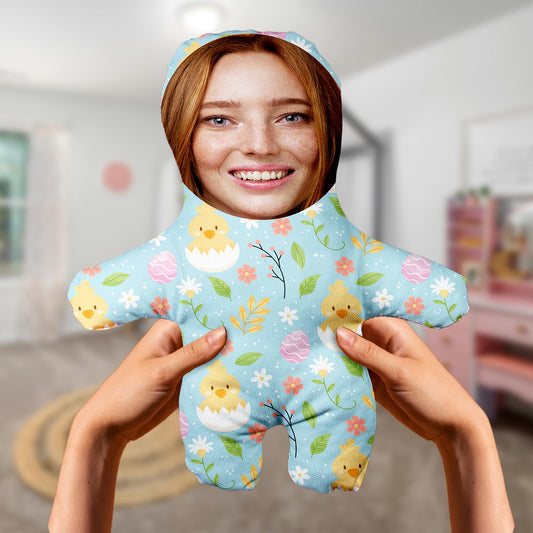 Motto Gift Civciv Tasarımlı Kişiye Özel Sevimli Fotoğraflı Peluş Oyuncak Mavi 531047