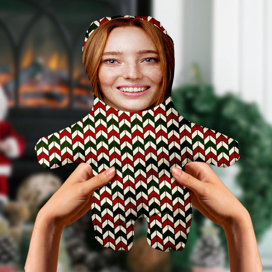 Motto Gift Yeni Yıl Yeşli Ve Kırmızı Desenli Kişiye Özel Fotoğraflı Peluş Oyuncak 531053