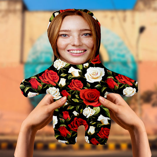 Motto Gift Kırmızı Gül Desenli Romantik Hediye Kişiye Özel Fotoğraflı Peluş Oyuncak 531056